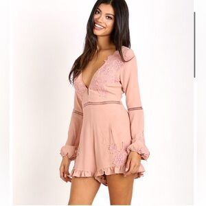 For Love And Lemons Lilou romper in dusty rose